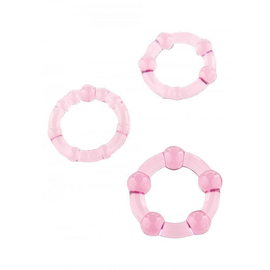 SCALA STAY HARD THREE RING SET PINK