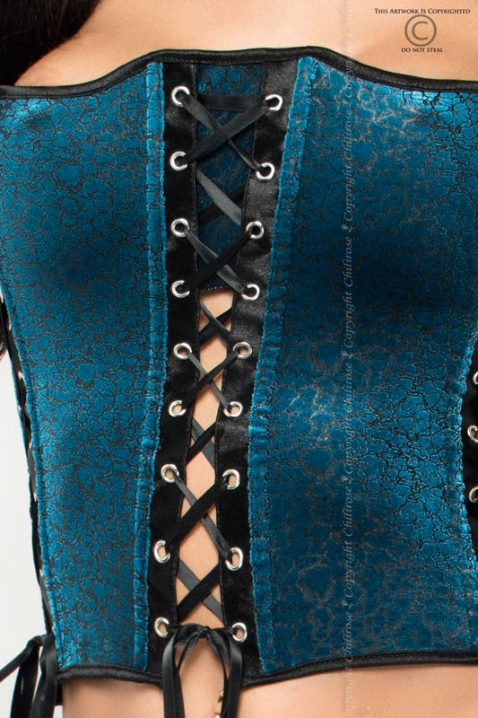 CORSET AND THONG CR-3820 BLUE