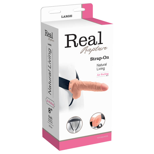 REAL RAPTURE AIR FEELING 8" HOLLOW STRAP-ON WITH SCROTUM WHITE