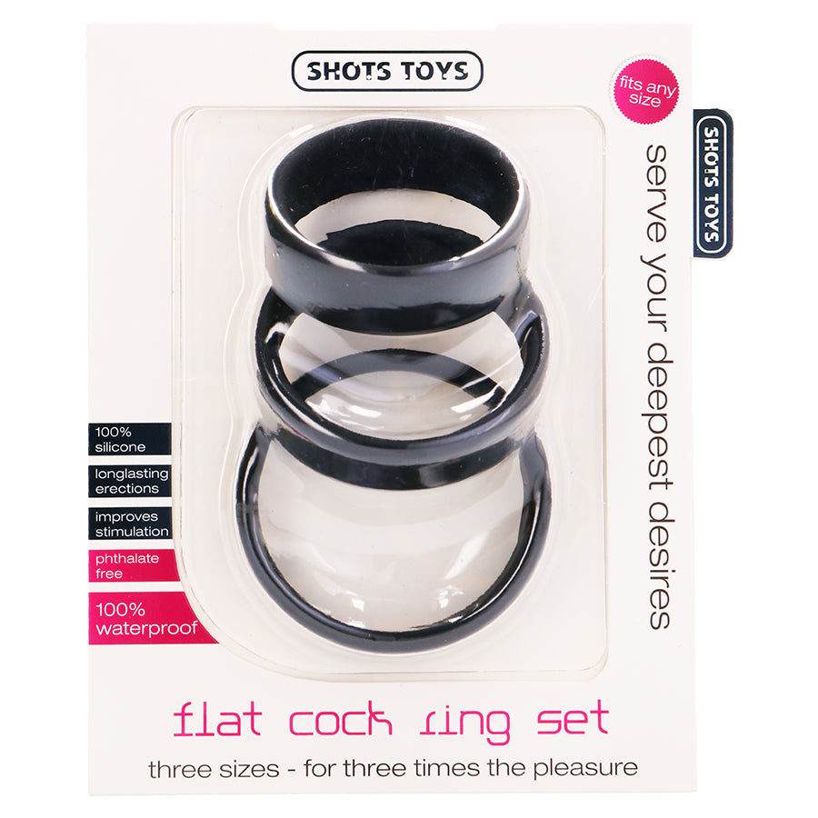 FLAT COCK RING SET BLACK