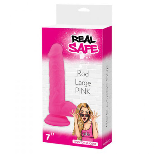 REAL SAFE ROD LARGE SILICONE DILDO PINK