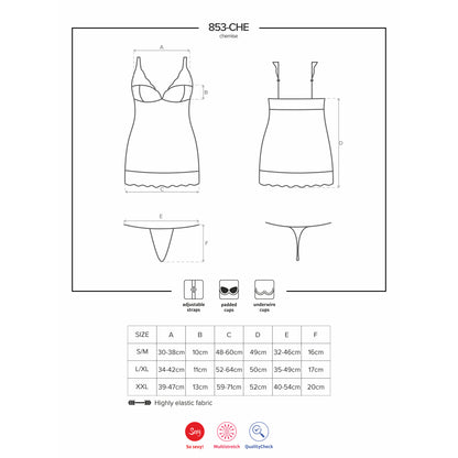 OBSESSIVE 853-CHE CHEMISE AND THONG RED