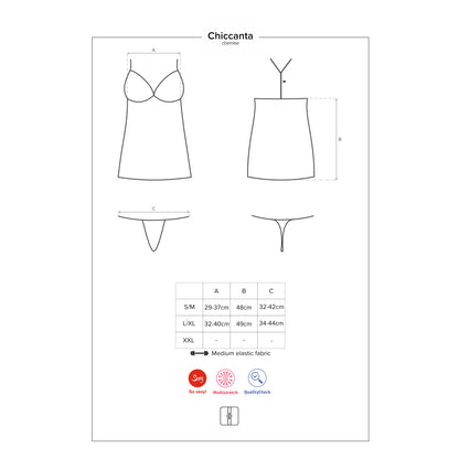 OBSESSIVE CHICCANTA CHEMISE AND THONG BLACK