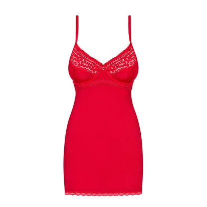 OBSESSIVE JOLIEROSE CHEMISE AND THONG RED