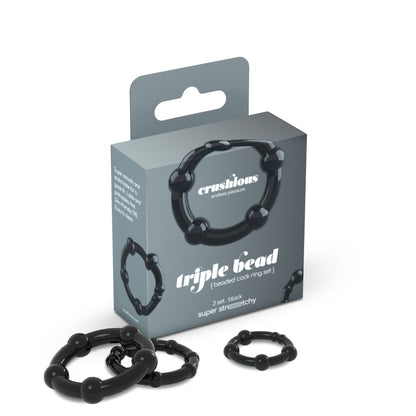 TRIPLE BEAD COCKRING SET BLACK CRUSHIOUS