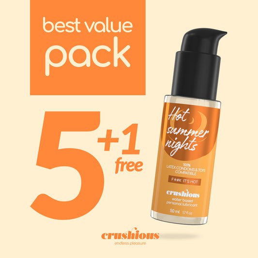PACK OF 5 CRUSHIOUS WARMING EFFECT LUBRICANTS 50 ML + 1 FREE