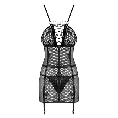OBSESSIVE BASITTA CHEMISE AND THONG BLACK