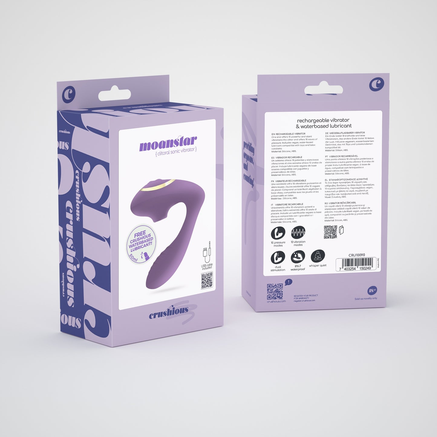MOANSTAR RECHARGEABLE STIMULATOR WITH FREE WATERBASED LUBRICANT CRUSHIOUS