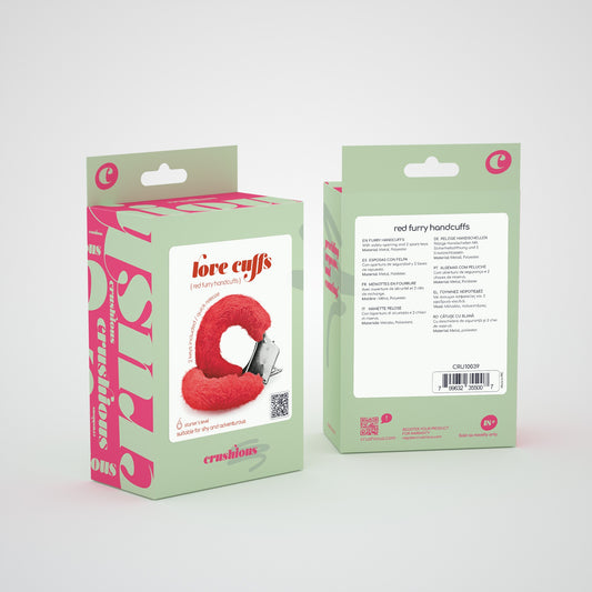 LOVE CUFFS FURRY HANDCUFFS CRUSHIOUS RED
