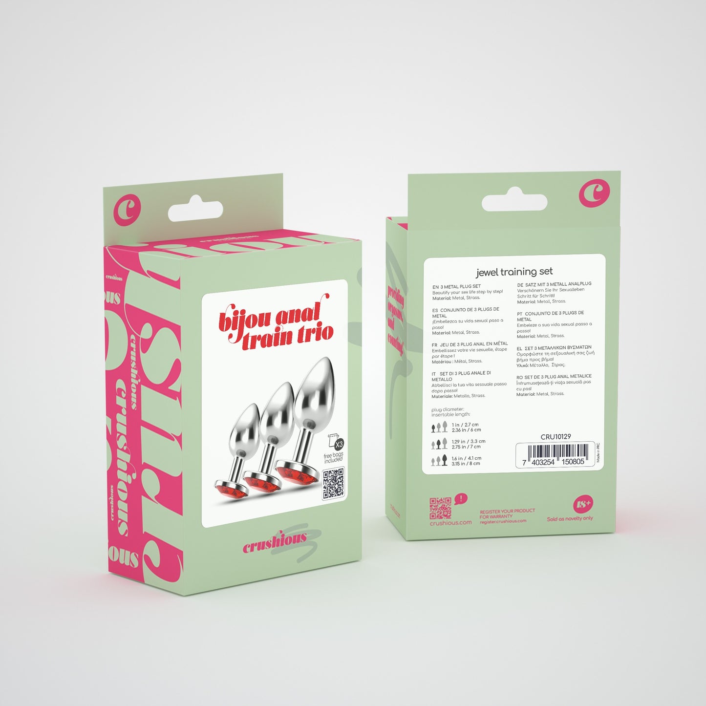 CRUSHIOUS BIJOU ANAL TRAIN TRIO RED WITH FREE INDIVIDUAL BAGS