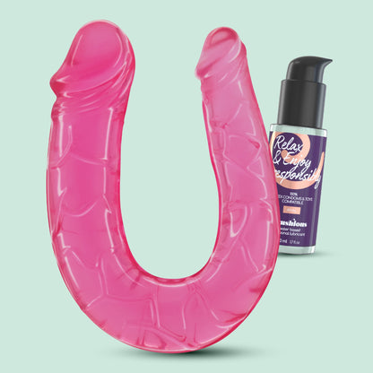 CRUSHIOUS DEEP DIVER DOUBLE DILDO WITH ANAL LUBRICANT 50ML PINK