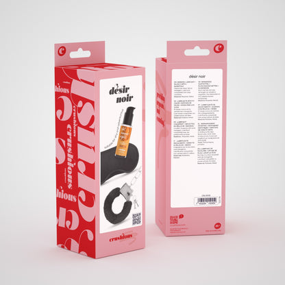 CRUSHIOUS DÉSIR NOIR HANDCUFFS SET + SATIN BLINDFOLD AND WARMING EFFECT LUBRICANT