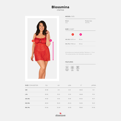 QUEN SIZE OBSESSIVE BLOSSMINA CHEMISE AND THONG