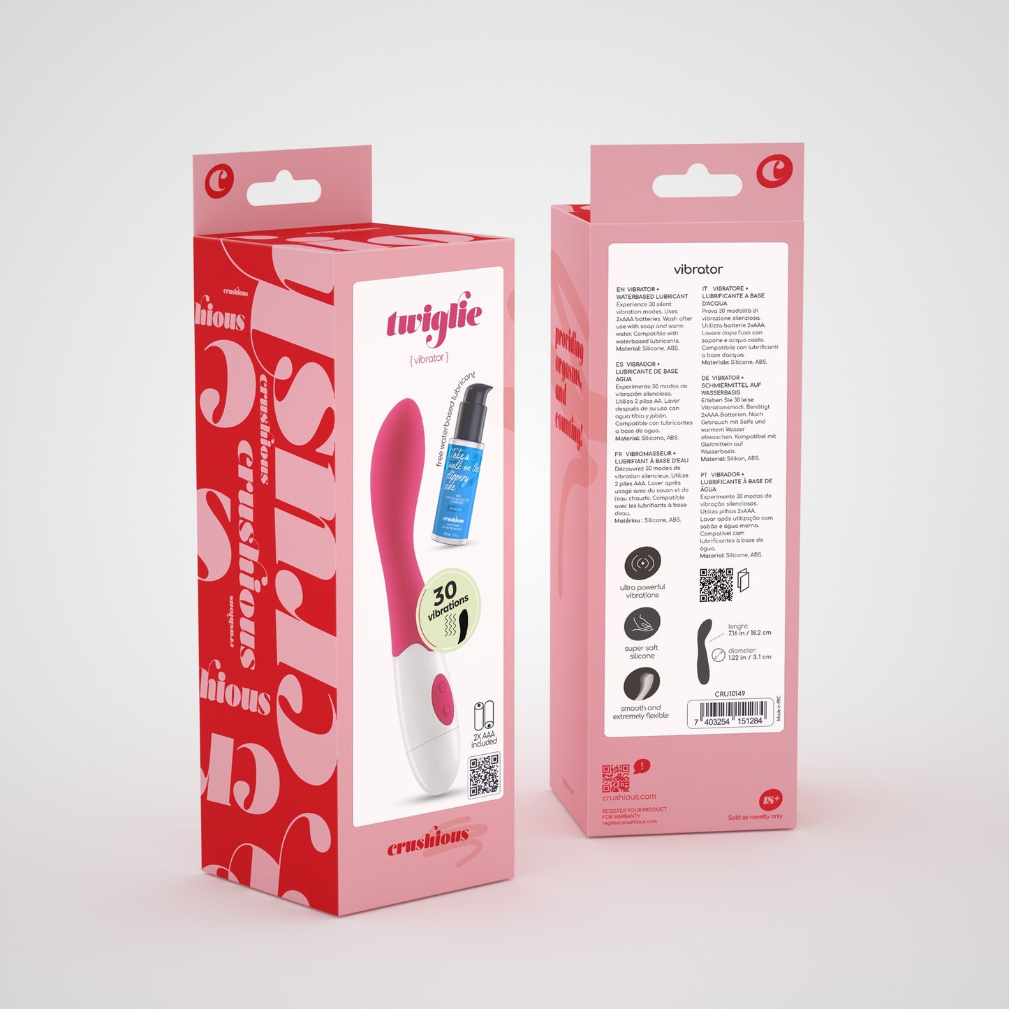 CRUSHIOUS TWIGLIE VIBRATOR WITH WATERBASED LUBRICANT INCLUDED