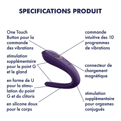 DOUBLE CLASSIC COUPLES VIBRATOR WITH USB CHARGER