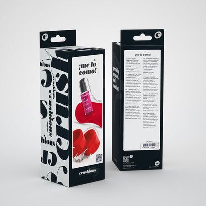 ME LO COMO VELCRO HANDCUFFS SET + SATIN BLINDFOLD AND STRAWBERRY KISSABLE LUBRICANT CRUSHIOUS