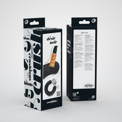 CRUSHIOUS DÉSIR NOIR HANDCUFFS SET + SATIN BLINDFOLD AND WARMING EFFECT LUBRICANT
