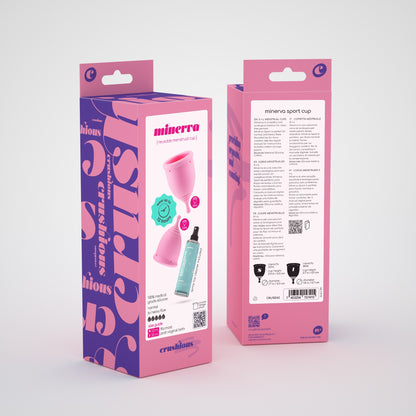 CRUSHIOUS MINERVA S + L MENSTRUAL CUPS WITH POUCH AND TOY CLEANER 150 ML