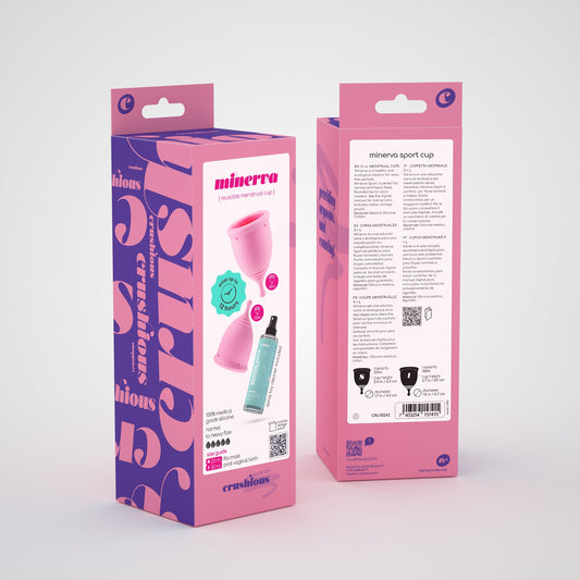 CRUSHIOUS MINERVA S + L MENSTRUAL CUPS WITH POUCH AND TOY CLEANER 150 ML