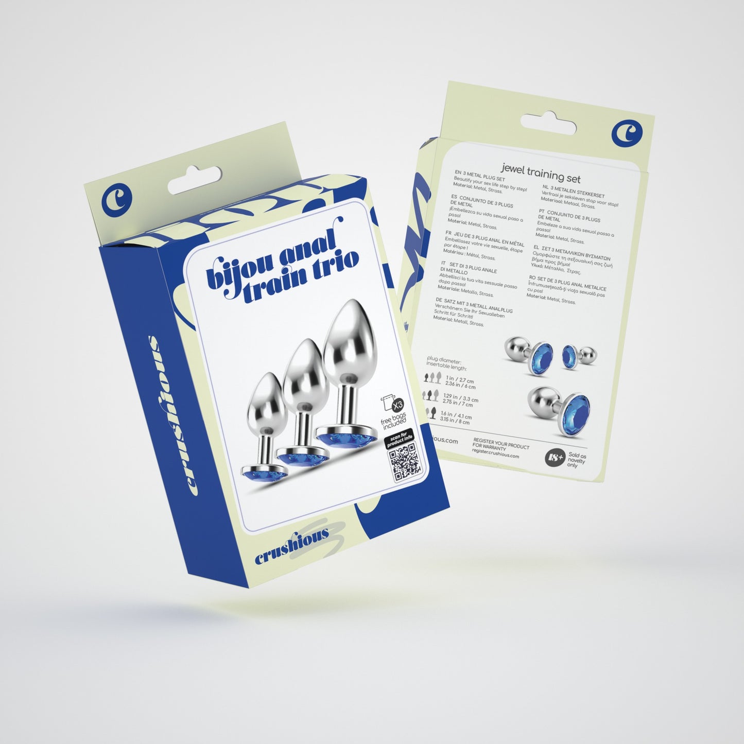 CRUSHIOUS BIJOU ANAL TRAIN TRIO BLUE WITH FREE INDIVIDUAL BAGS