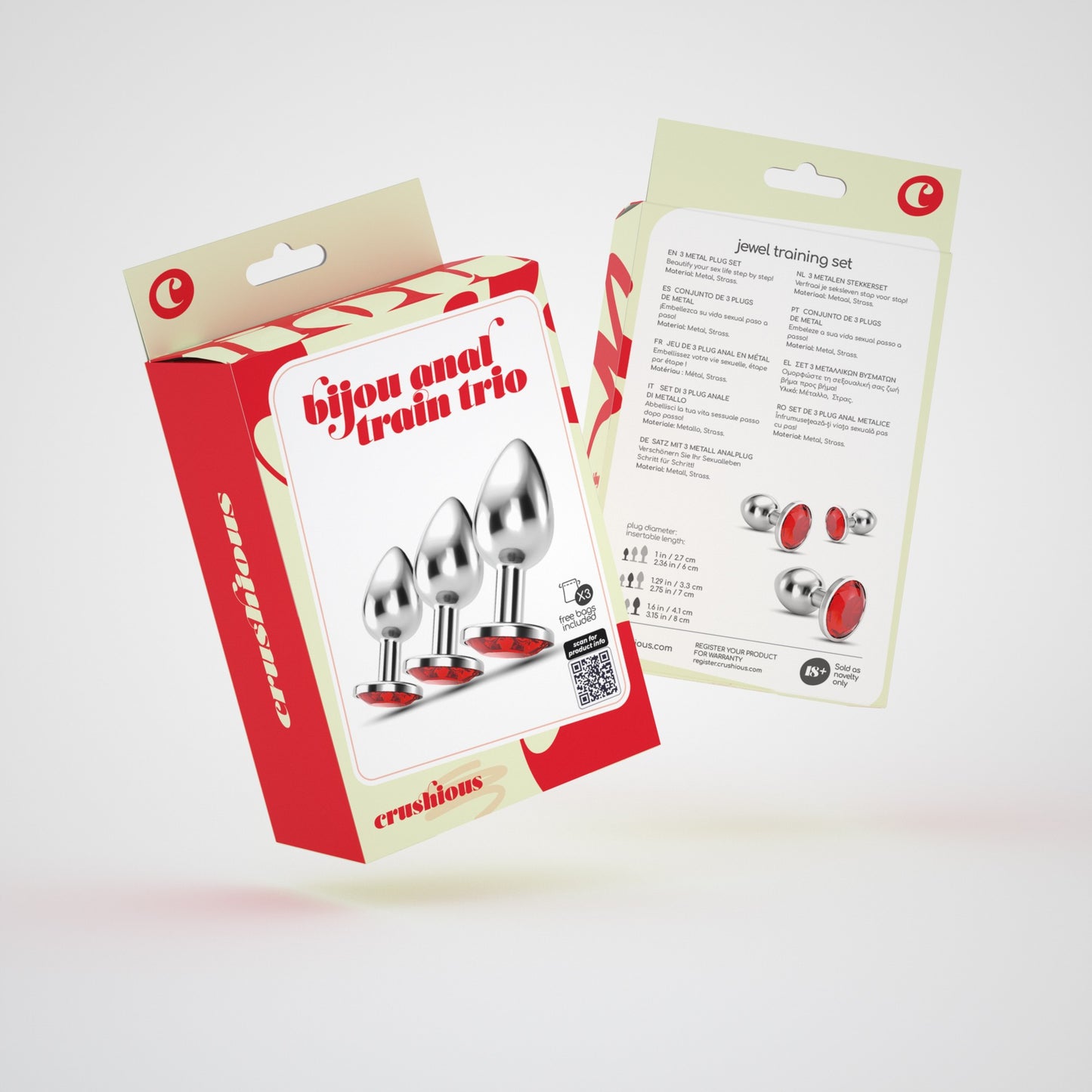 CRUSHIOUS BIJOU ANAL TRAIN TRIO RED WITH FREE INDIVIDUAL BAGS