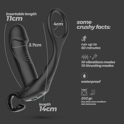 MAGOO PROSTATE MASSAGER WITH COCKRING AND REMOTE CONTROL