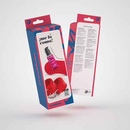 ME LO COMO VELCRO HANDCUFFS SET + SATIN BLINDFOLD AND STRAWBERRY KISSABLE LUBRICANT CRUSHIOUS