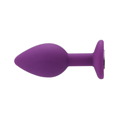 Jewelled Silicone Butt Plug Purple -Small