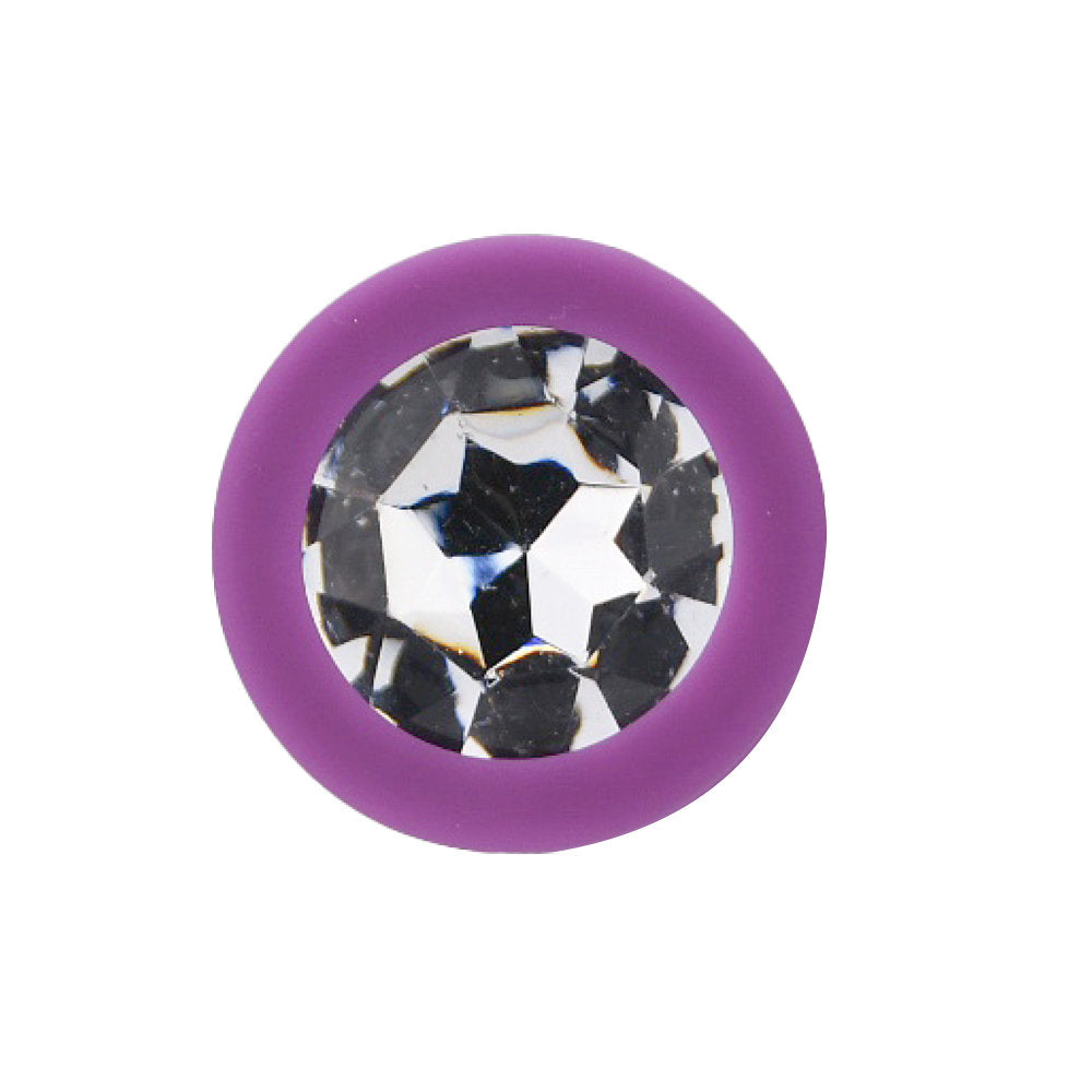 Jewelled Silicone Butt Plug Purple -Small