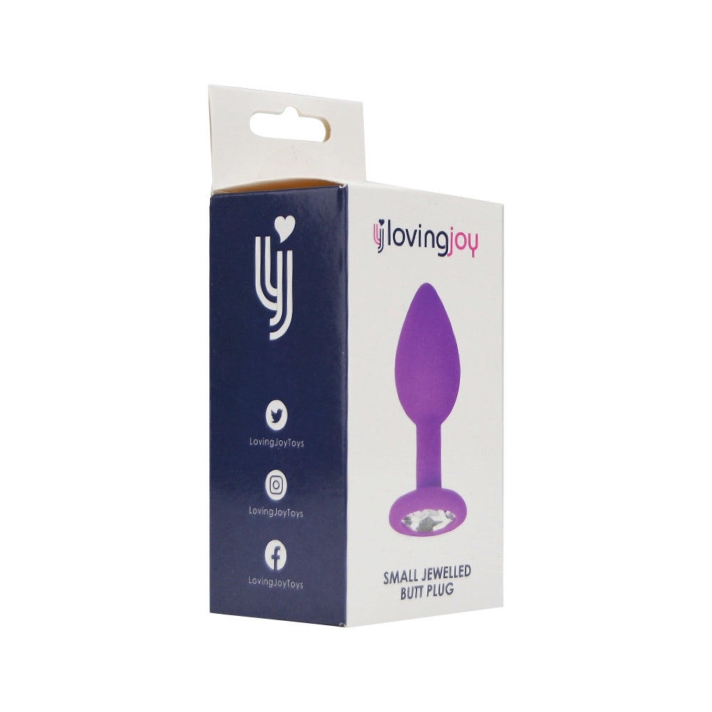 Jewelled Silicone Butt Plug Purple -Small