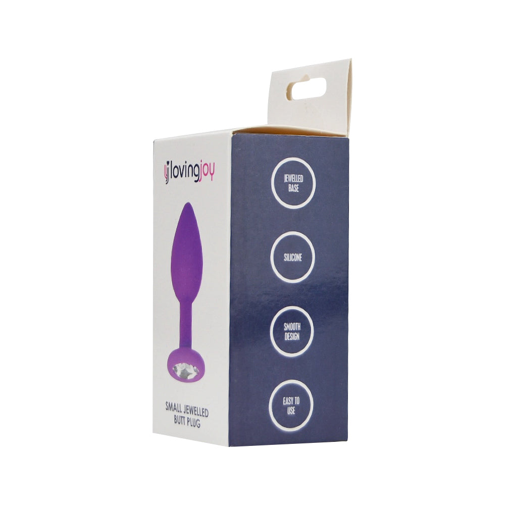 Jewelled Silicone Butt Plug Purple -Small
