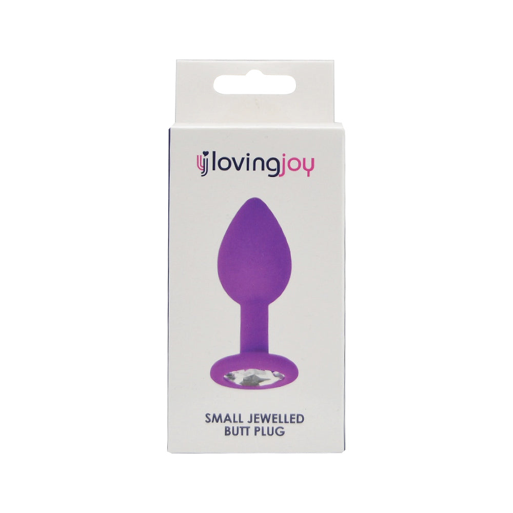Jewelled Silicone Butt Plug Purple -Small