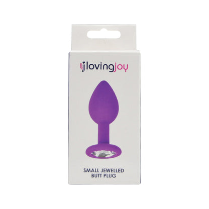 Jewelled Silicone Butt Plug Purple -Small
