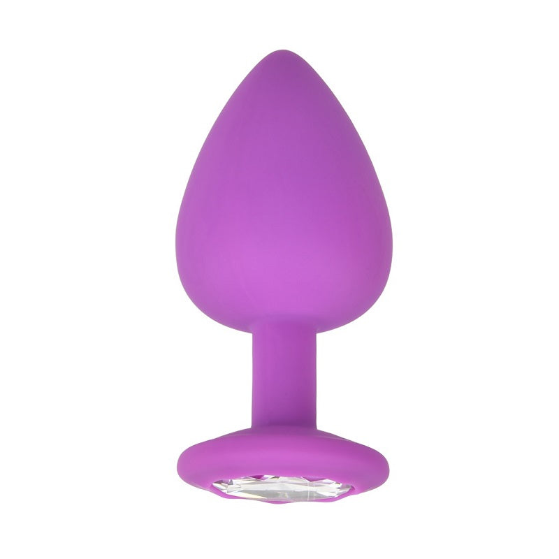 Jewelled Silicone Butt Plug Purple -Large