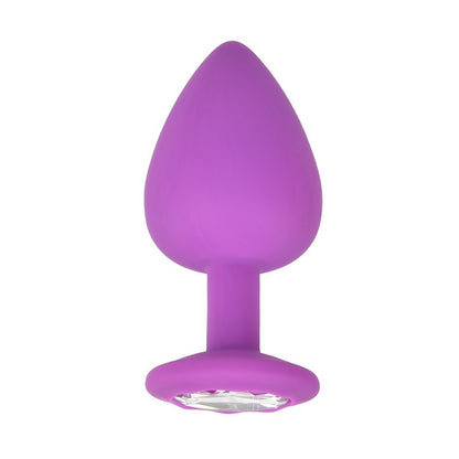Jewelled Silicone Butt Plug Purple -Large