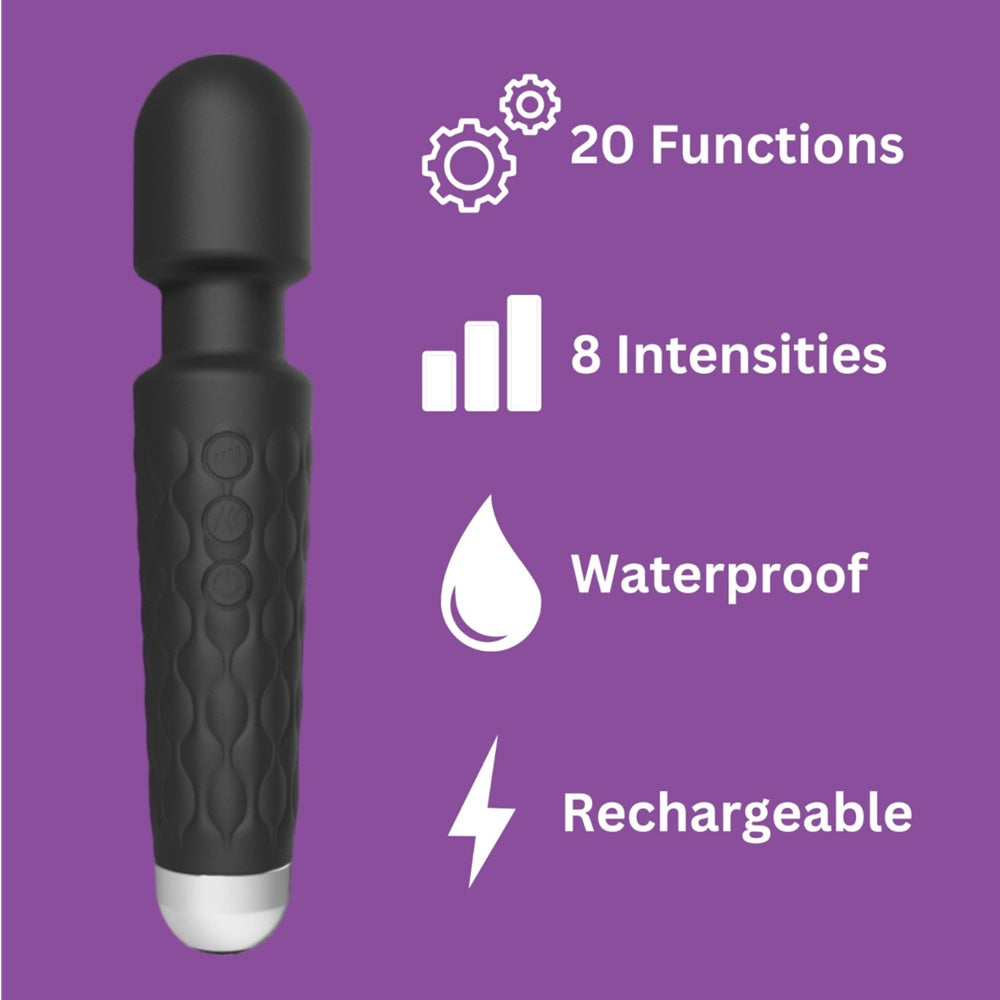 20 Function Wand Vibrator Black