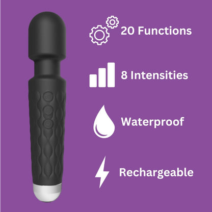 20 Function Wand Vibrator Black