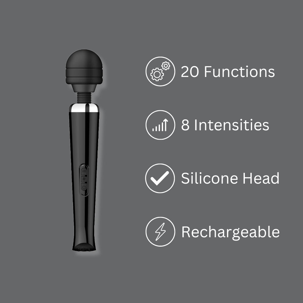 Rechargeable Magic Wand Vibrator Black