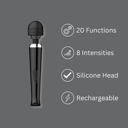 Rechargeable Magic Wand Vibrator Black