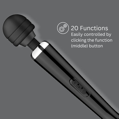 Rechargeable Magic Wand Vibrator Black