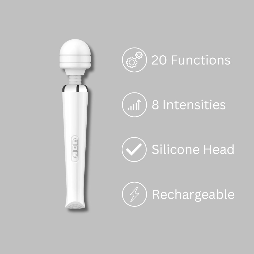 Rechargeable Magic Wand Vibrator White