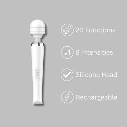 Rechargeable Magic Wand Vibrator White