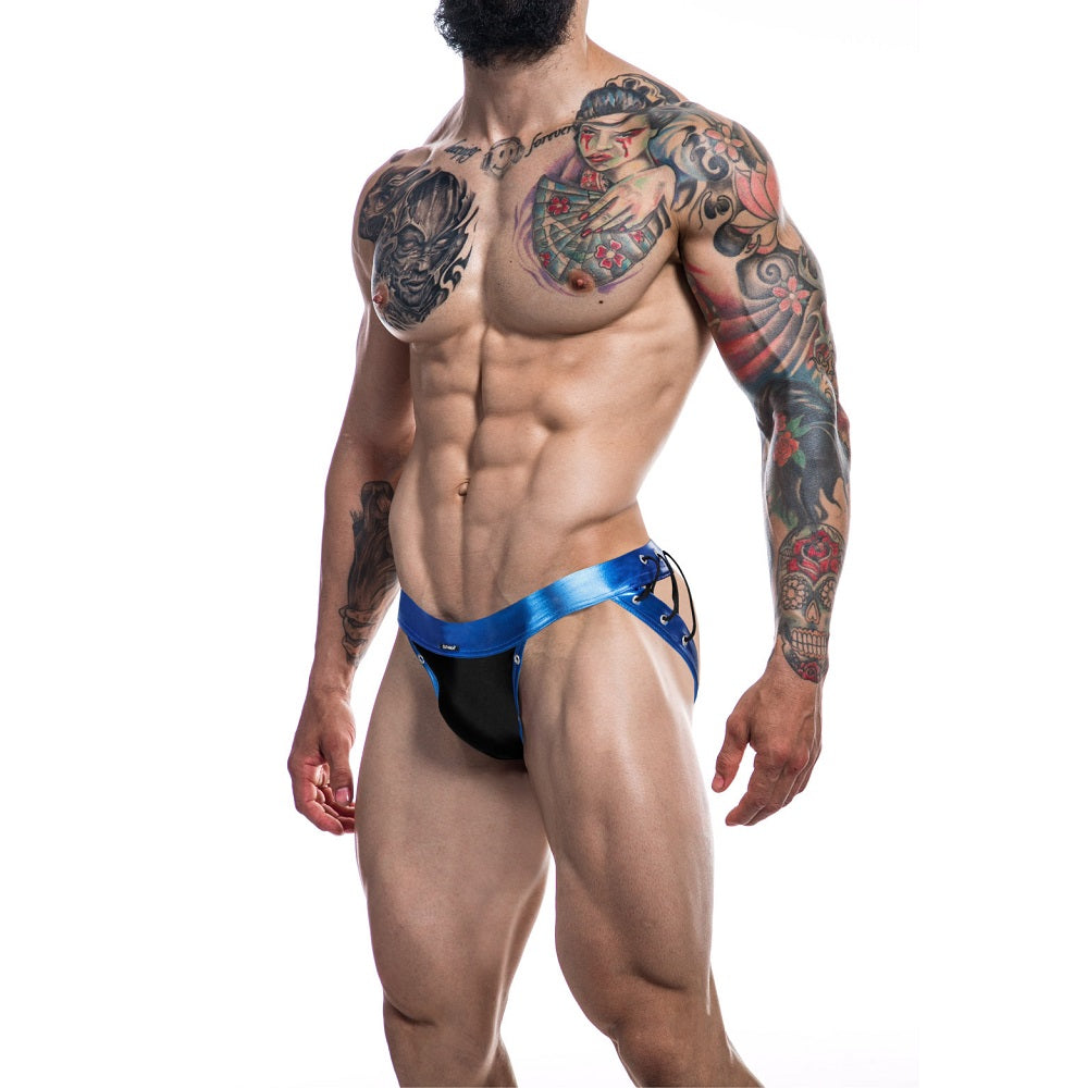 Desire Jockstrap Blue Leatherette