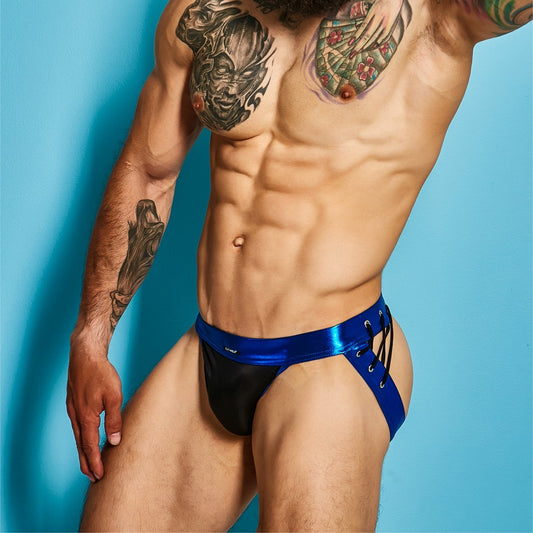Desire Jockstrap Blue Leatherette