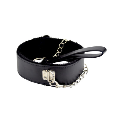 Bound to Please Furry Guler cu lesă neagră