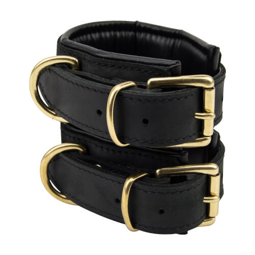 Noir Nubuck Leather Slim Wrist Cuffs