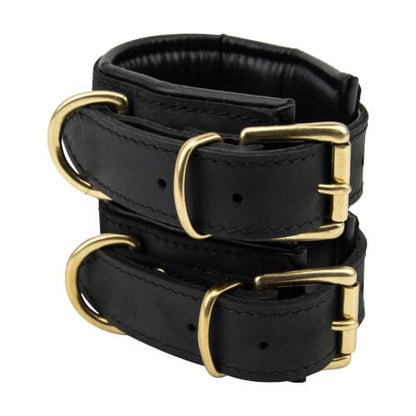 Noir Nubuck Leather Slim Wrist Cuffs