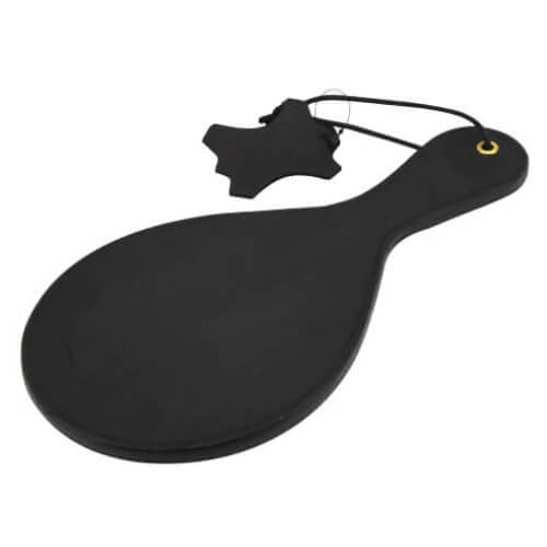 Noir Nubuck Leather Paddle with Brass Stud Detail