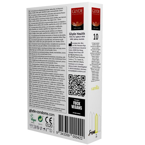 Ultra Vanilla Flavour Vegan Condoms 10 Pack