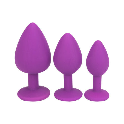 Jewelled Silicone Butt Plug Purple -Small